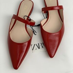 Zara Red Flat Mules